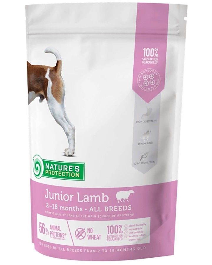 Суха храна за кучета NATURE'S PROTECTION All Breeds Junior Суха храна за кучета NATURE'S PROTECTION All Breeds Junior - 0.5 ÷ 7.5 kg, с агнешко, за всички породи, от 2 до 18 месеца - храна