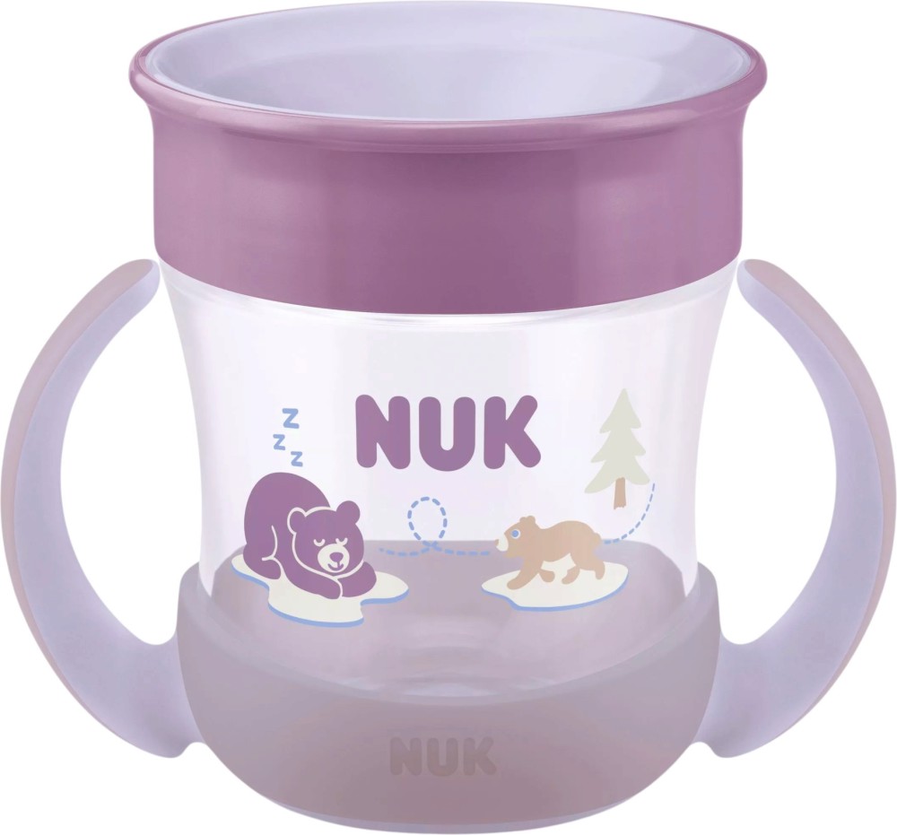 Флуоресцентна преходна чаша 360° NUK Mini Magic Cup Night Флуоресцентна преходна чаша 360° NUK Mini Magic Cup Night - 160 ml, от серията First Choice, 6+ м - чаша
