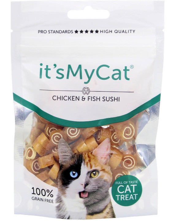 Лакомства за котки Its My Cat Sushi Лакомства за котки Its My Cat Sushi - 50 g, с пилешко и риба - храна