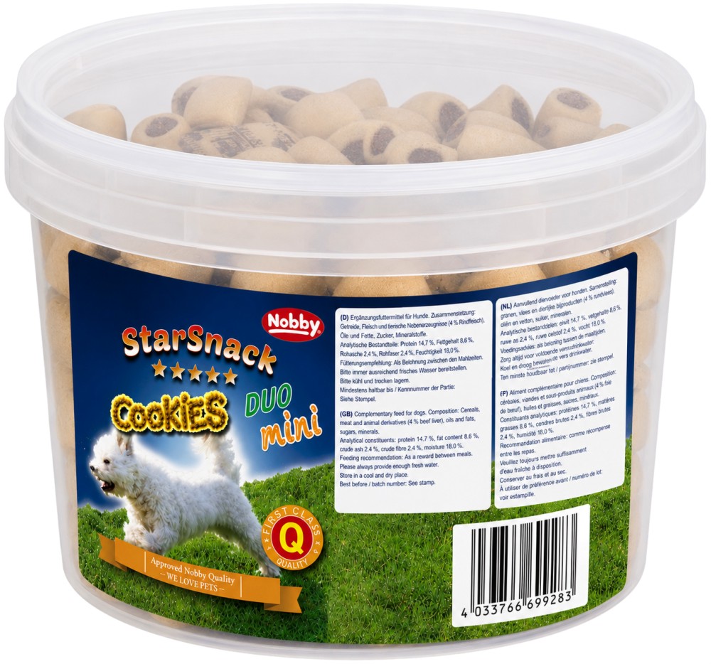 Бисквити за кучета Nobby Cookies Duo Mini Бисквити за кучета Nobby Cookies Duo Mini - 1.3 kg, от серията StarSnack - храна