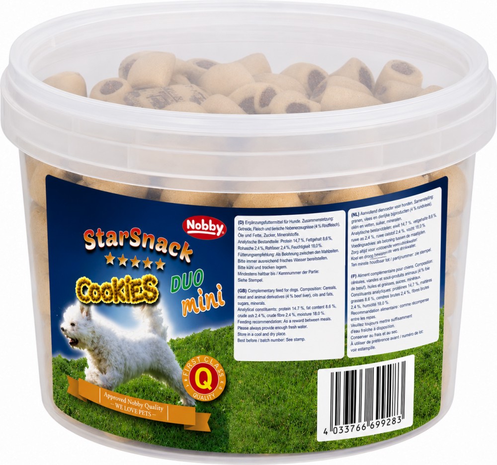 Лакомства за кучета Nobby Cookies Duo Mini Лакомства за кучета Nobby Cookies Duo Mini - 1.3 kg, от серията StarSnack - храна
