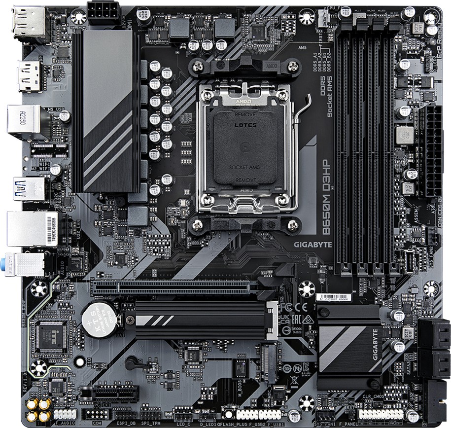 Дънна платка Gigabyte B650M D3HP Дънна платка Gigabyte B650M D3HP - AMD AM5, AMD B650, DDR5, Micro ATX -