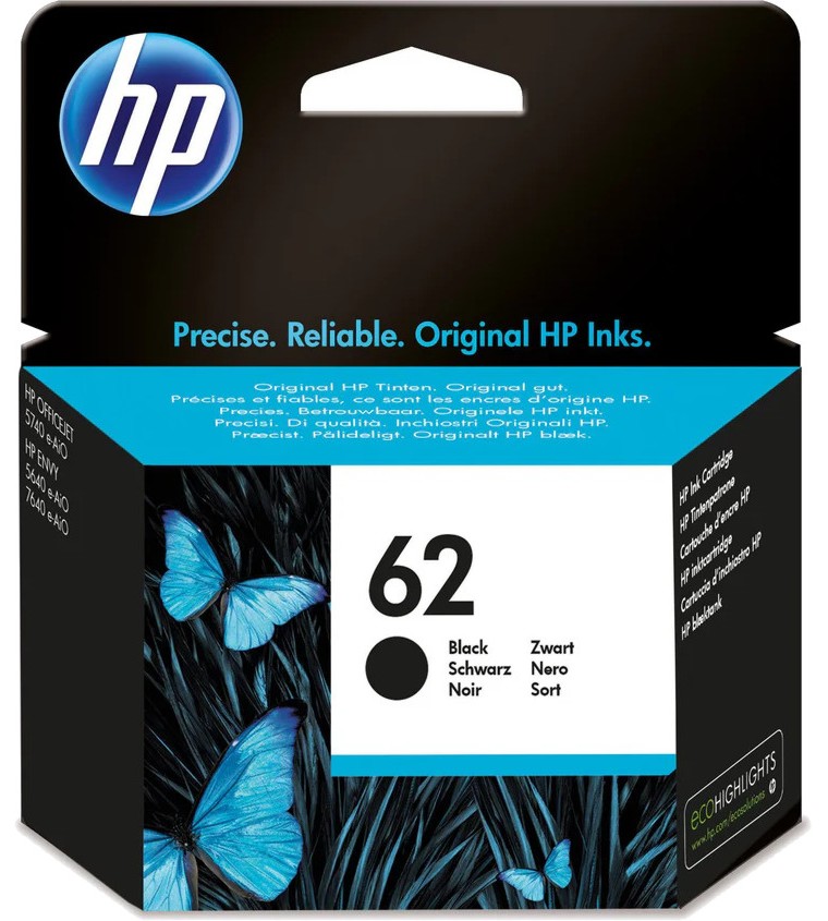 Касета с мастило за принтер HP 62 Black Касета с мастило за принтер HP 62 Black - 200 страници -