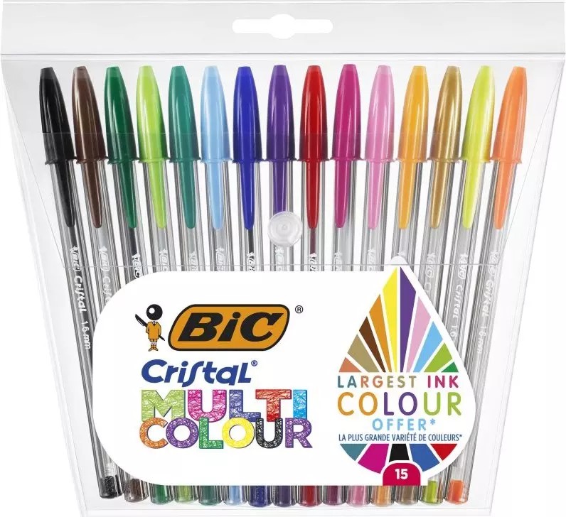 Химикалки BIC Cristal Multicolor 1.6 mm Химикалки BIC Cristal Multicolor 1.6 mm - 15 цвята -