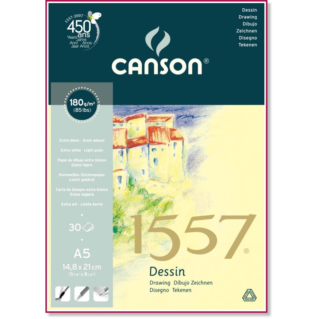  Canson 1557 Dessin - 30 , 180 g/m<sup>2</sup> - 