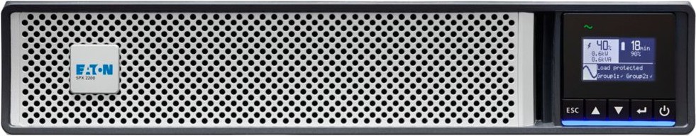 Непрекъсваемо токозахранващо устройство UPS Eaton 5PX 2200i RT2U G2 Непрекъсваемо токозахранващо устройство UPS Eaton 5PX 2200i RT2U G2 - 2200 VA, 2200 W, 8 x IEC C13, 2 x IEC C19, 1 x USB, LCD дисплей, Line-Interactive -
