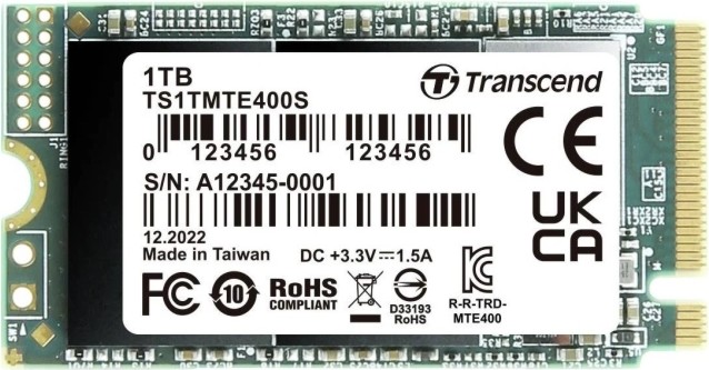 SSD  Transcend 400S NVMe PCIe Gen 3.0 x4 - 1 TB,  2000 MB/s,  1700 MB/s, 3D NAND - 