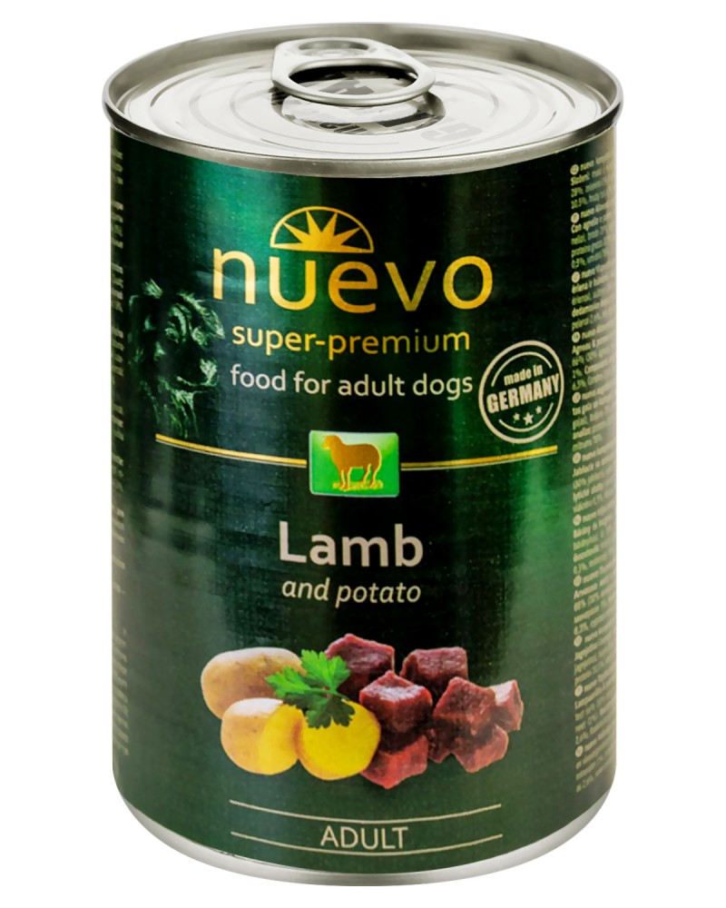 Консерва за кучета nuevo Adult Консерва за кучета nuevo Adult - 400 и 800 g, с агнешко и картофи, в зряла възраст - храна