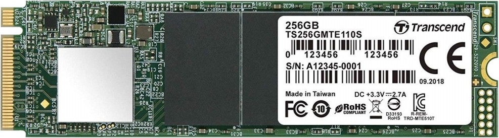 SSD памет Transcend 110S PCIe 3.0 x4 NVMe 1.3 SSD памет Transcend 110S PCIe 3.0 x4 NVMe 1.3 - 256 GB, четене 1600 MB/s, запис 1100 MB/s, 3D NAND -