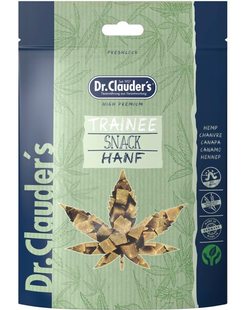 Веган лакомства за кучета и котки Dr.Clauder's Веган лакомства за кучета и котки Dr.Clauder's - 80 g, с коноп, от серията Trainee Snack - храна