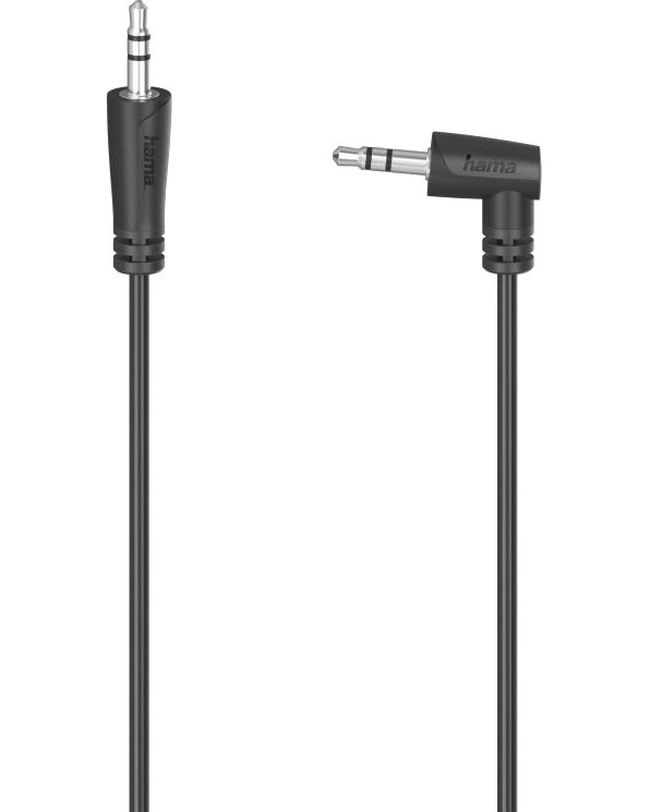 Аудио кабел 3.5 mm жак male към 3.5 mm жак male Hama Аудио кабел 3.5 mm жак male към 3.5 mm жак male Hama - 0.5 или 1.5 m с 90° изход -
