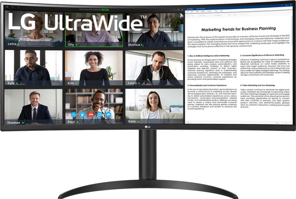 Монитор LG 34WR55QK-B Монитор LG 34WR55QK-B - 34", VA, 100 Hz, 21:9, 3440 x 1440, 5 ms, 2 x HDMI, DisplayPort, USB-C -