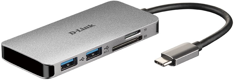 USB-C  D-Link DUB-M610 - 6  (1x SD , 1x microSD , 1x HDMI 1.4, 1x USB-C, 2x USB-A 3.0) - 