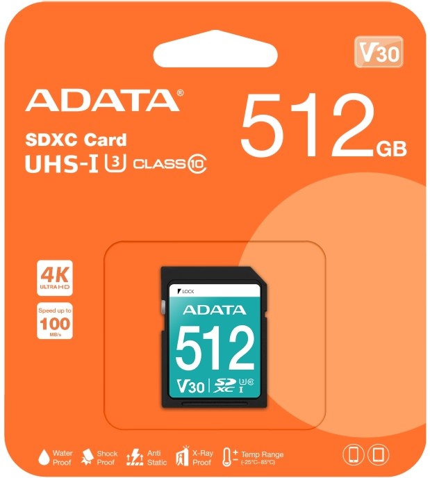 SDXC   512 GB ADATA Premier Pro - Class 10, UHS-I, U3, V30,  SD  - 
