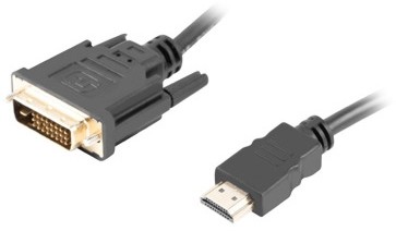 Кабел Lanberg DVI-D (24+1) pin male към HDMI male Кабел Lanberg DVI-D (24+1) pin male към HDMI male - 1.8 m -