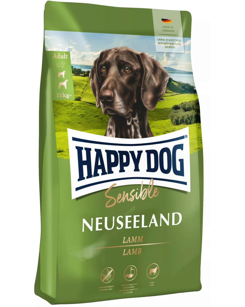 Суха храна за кучета с чувствително храносмилане Happy Dog New Zealand Adult Суха храна за кучета с чувствително храносмилане Happy Dog New Zealand Adult - 1 ÷ 12.5 kg, с агнешко, от серията Sensible, в зряла възраст, 11+ kg - храна