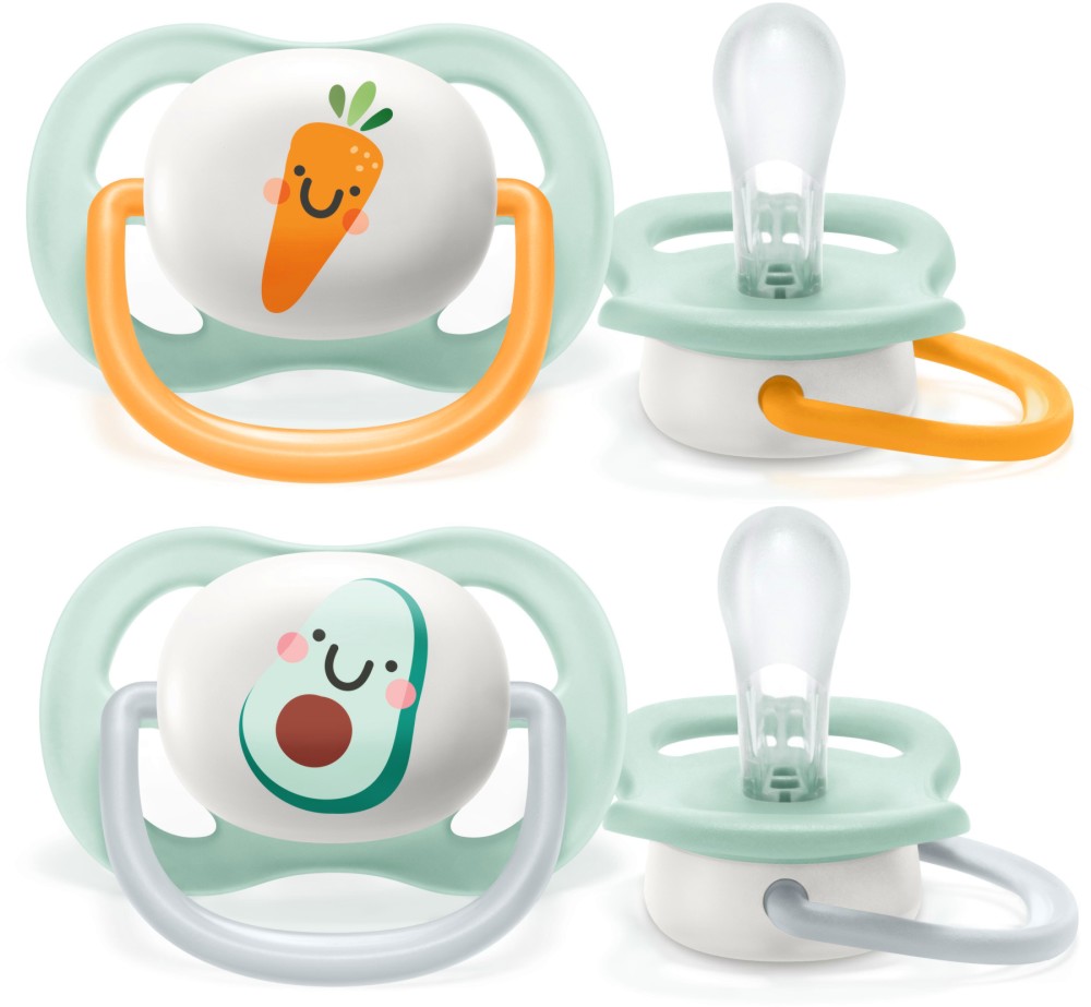 Ортодонтични залъгалки Philips Avent Ортодонтични залъгалки Philips Avent - 2 броя, с кутия за съхранение, от серията Ultra Air, 0-6 м - залъгалка