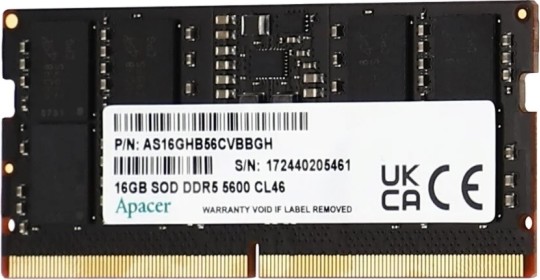 RAM памет Apacer AS16GHB56CVBBGH RAM памет Apacer AS16GHB56CVBBGH - 16 GB, DDR5, 5600 MHz, CL46 -