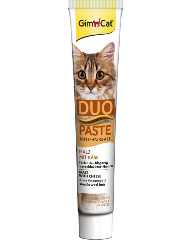 Паста за котки против образуване на космени топки GimCat Duo Paste Anti-Hairball Паста за котки против образуване на космени топки GimCat Duo Paste Anti-Hairball - 50 g, с малц и сирене - храна