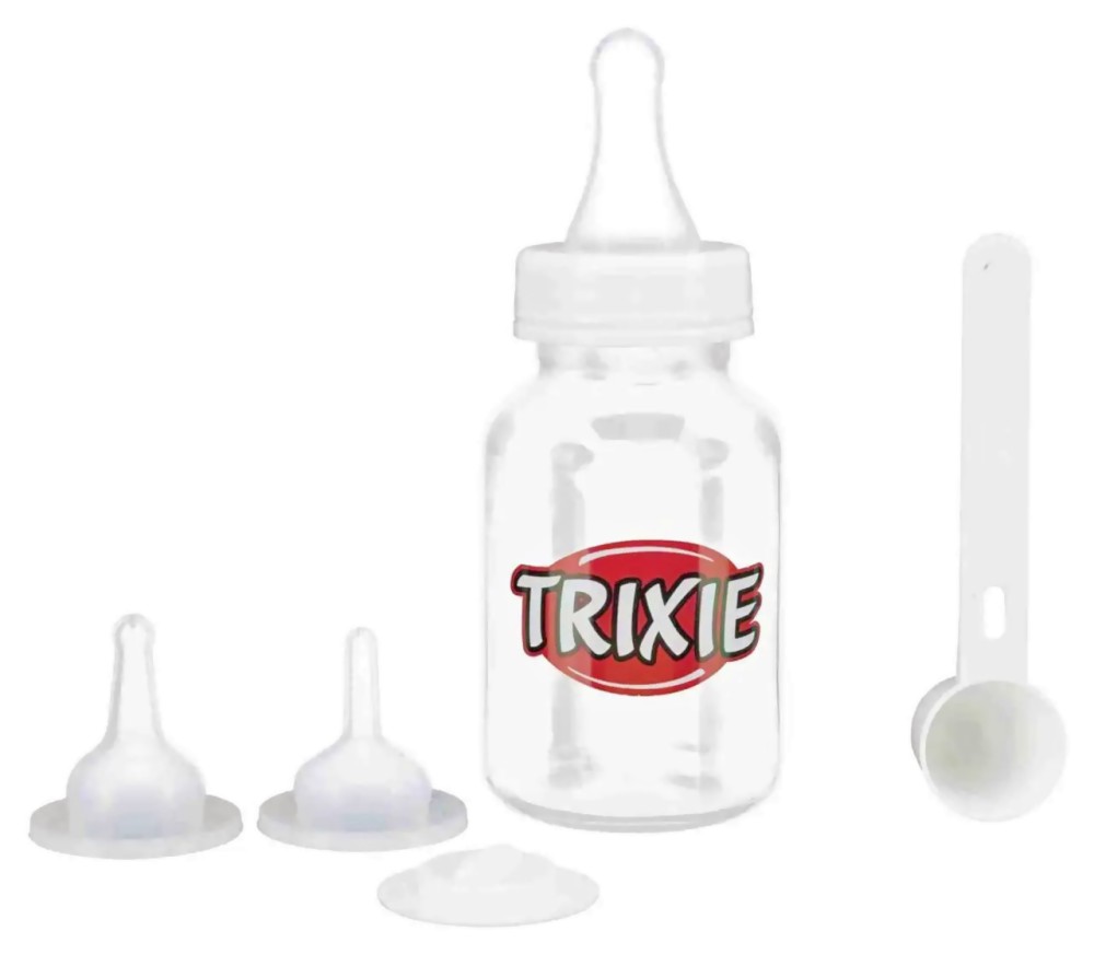 Комплект за хранене на новородени кучета и котки Trixie Комплект за хранене на новородени кучета и котки Trixie - С шише, биберони и мерителна лъжица - биберон
