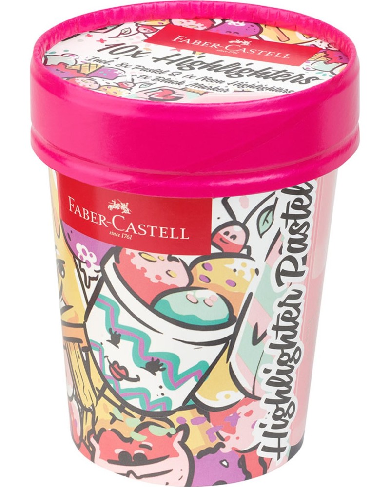 Текст маркери със скосен връх Faber-Castell 1546 Текст маркери със скосен връх Faber-Castell 1546 - 10 пастелни цвята от серията Ice Cream -