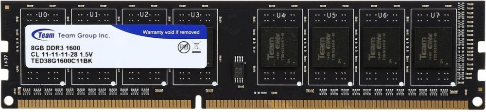 RAM памет Team Group Elite TED38G1600C1101 RAM памет Team Group Elite TED38G1600C1101 - 8 GB, DDR3, 1600 MHz, CL11 -