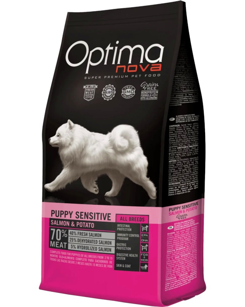 ���� ����� �� ������ � ������������ ���� Optima Nova Puppy Sensitive - 2 � 12 kg, ��� ������ � �������, �� 2 �� 15 ������ - �����