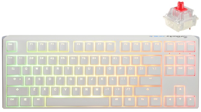    Ducky One 3 TKL Pure White - TKL,  USB  1.8 m, ANSI Layout, Hot-Swap, Cherry MX Red RGB - 