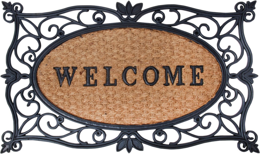 Правоъгълна гумена изтривалка Esschert Design Welcome Правоъгълна гумена изтривалка Esschert Design Welcome - 75 / 44.8 / 0.9 cm от серията Best for Boots -