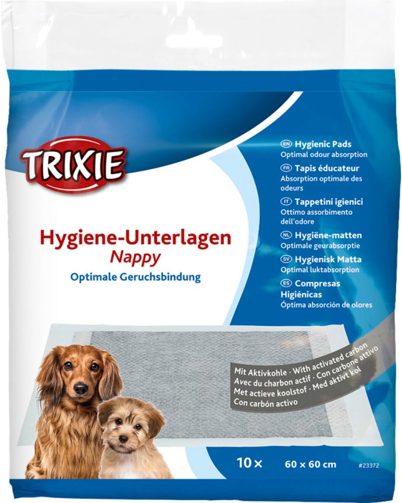 Хигиенни постелки за кучета с активен въглен Trixie Хигиенни постелки за кучета с активен въглен Trixie - 10 броя, 60 x 60 cm - продукт