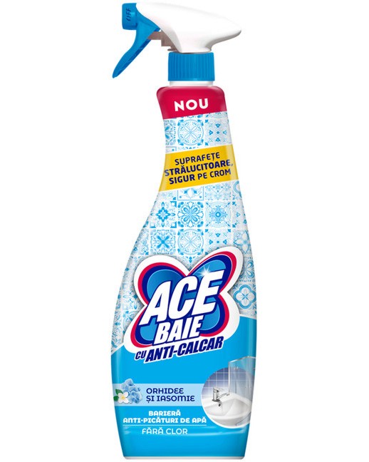 Почистващ препарат против варовик ACE Baie Почистващ препарат против варовик ACE Baie - 650 ml, с аромат на орхидея и жасмин - почистващ препарат