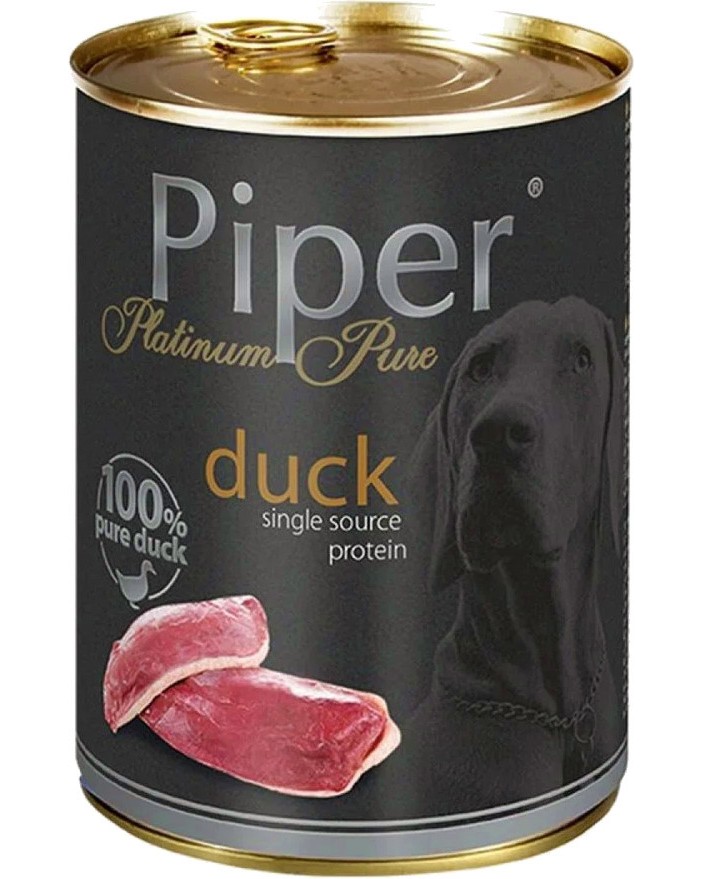 Консерва за кучета Piper Консерва за кучета Piper - 400 g, с патешко, от серията Platinum Pure, в зряла възраст - храна