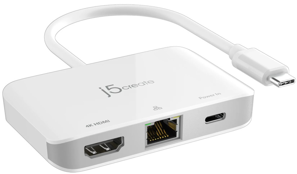 Адаптер USB-C male към HDMI / RJ45 / USB-C PD female j5create Адаптер USB-C male към HDMI / RJ45 / USB-C PD female j5create -