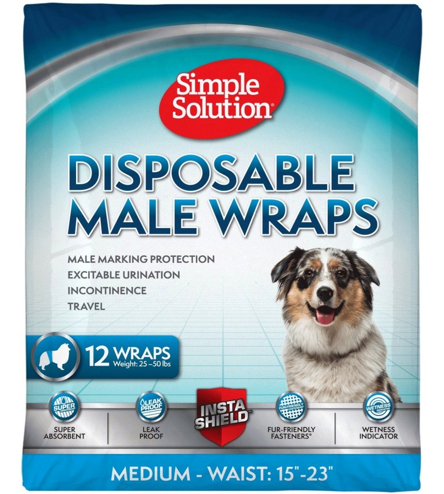 Пелени за мъжки кучета Simple Solution Medium Пелени за мъжки кучета Simple Solution Medium - 12 броя, от 38 до 58 cm - продукт