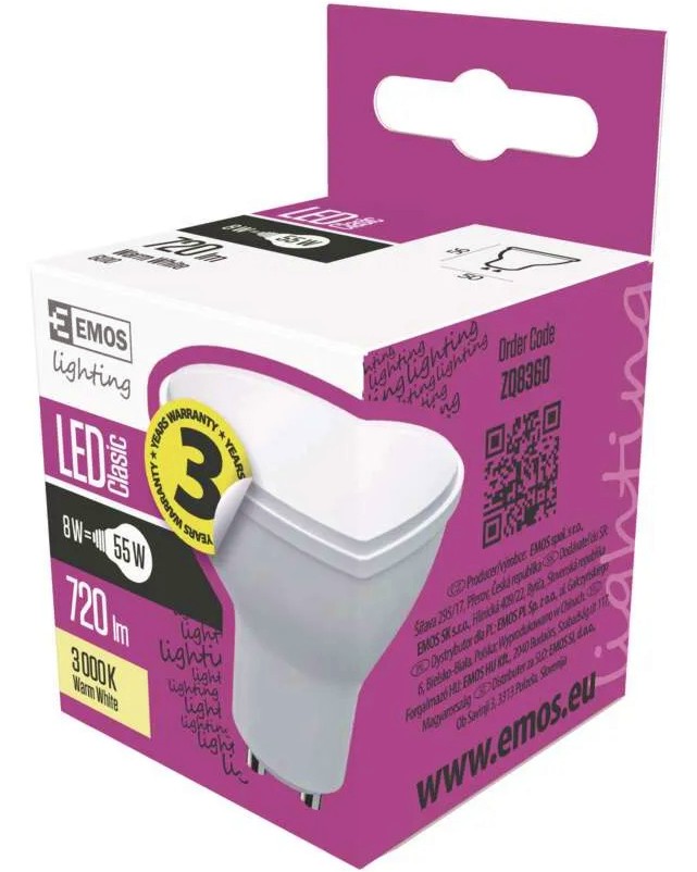 LED  Emos GU10 8 W 3000K - 720 lm   Classic - 
