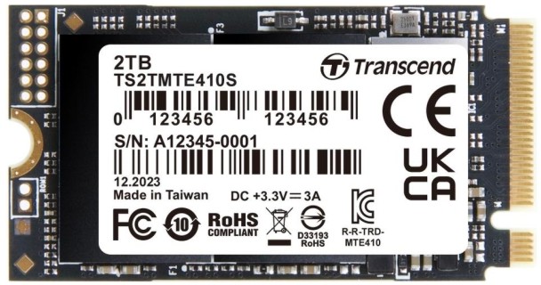 SSD  Transcend 410S NVMe PCIe Gen 4.0 x4 - 2 TB,  5000 MB/s,  4300 MB/s, 3D NAND - 