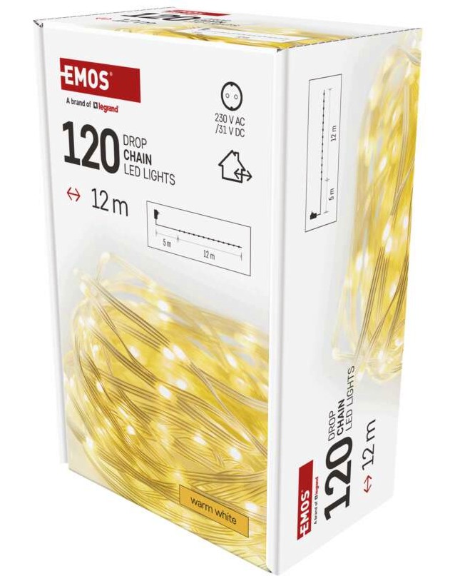 Коледна LED светлинна верига Emos D3AW15 Коледна LED светлинна верига Emos D3AW15 - 120 броя LED светлини с дължина 12 m -