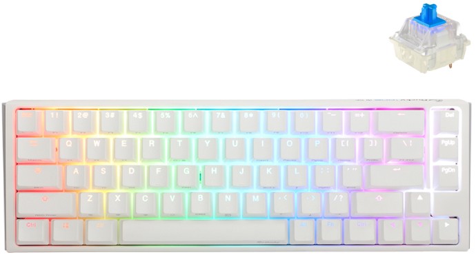    Ducky One 3 SF Pure White - 65%,  USB  1.8 m, ANSI Layout, Hot-Swap, Cherry MX Blue RGB - 