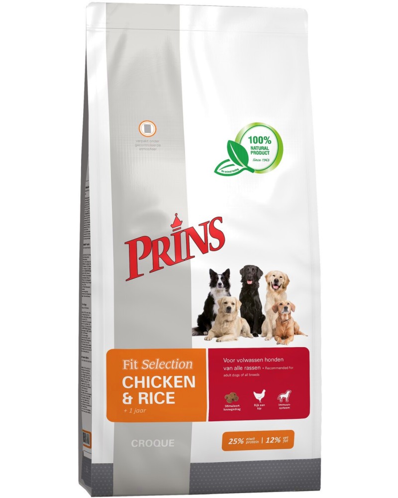 Натурална суха храна за кучета Prins Fit Selection Натурална суха храна за кучета Prins Fit Selection - 14 kg, с пилешко и ориз, над 1 година - храна