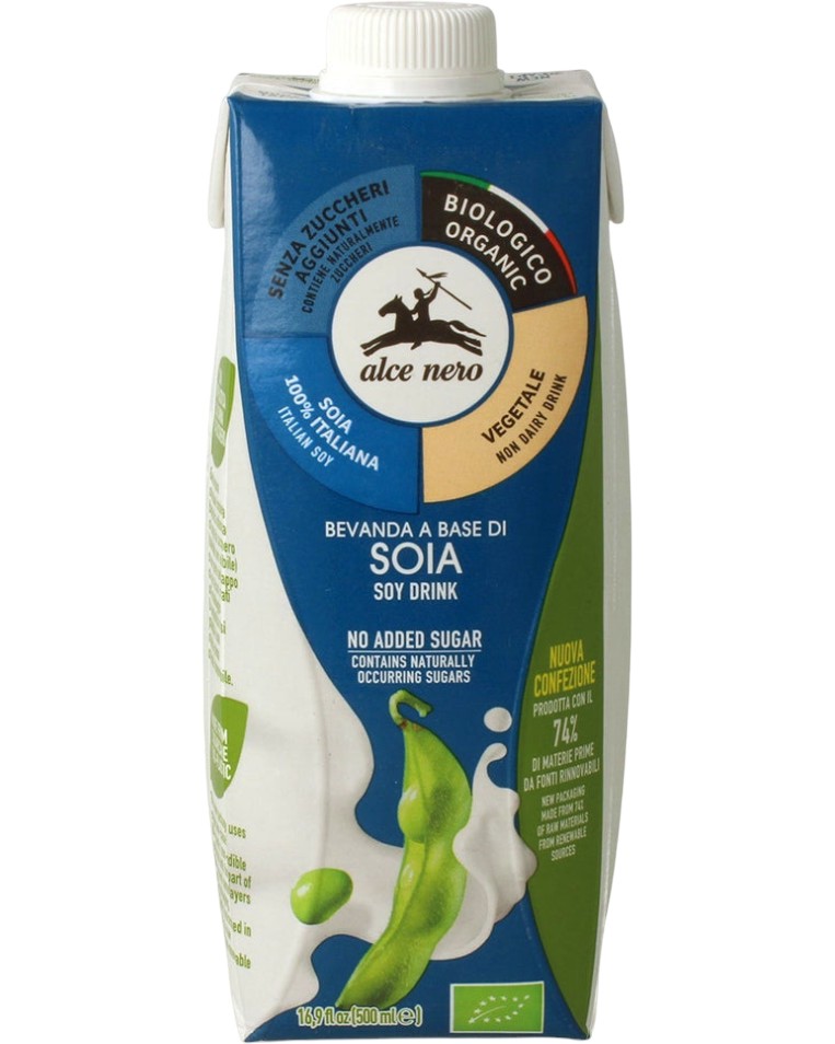 Био соева напитка Alce Nero Био соева напитка Alce Nero - 500 ml - напитка