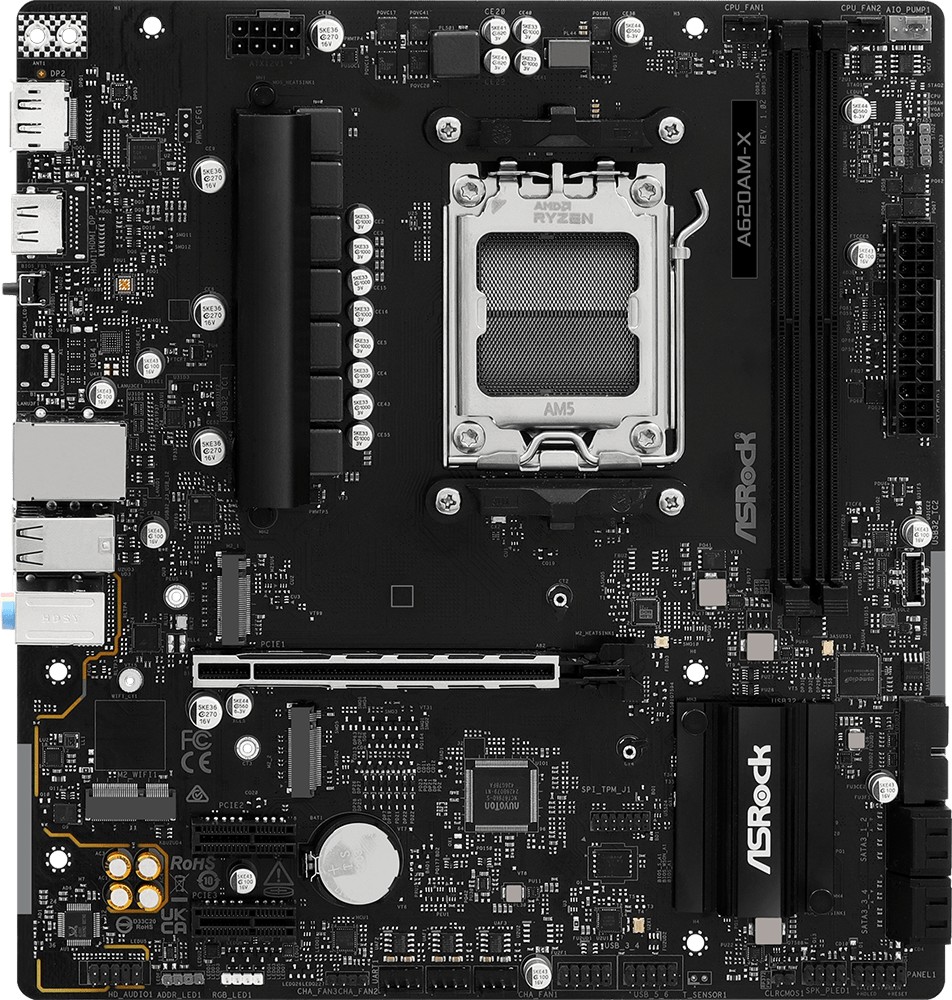 Дънна платка ASRock A620AM-X Дънна платка ASRock A620AM-X - AMD AM5, AMD A620A, DDR5, Micro ATX -