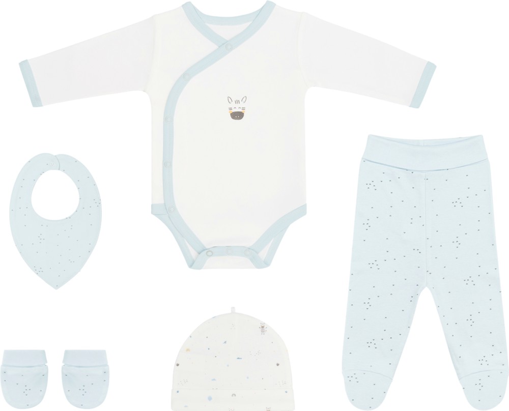 Комплект за изписване 5 части Kikka Boo Комплект за изписване 5 части Kikka Boo - От колекцията Stripy Friends, 0-3 м - продукт