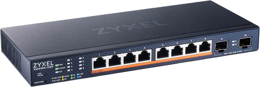 Суич ZyXEL XMG1915-10EP Суич ZyXEL XMG1915-10EP - 8 x 2.5 GbE RJ45, 2 x 10 GbE SFP+ -