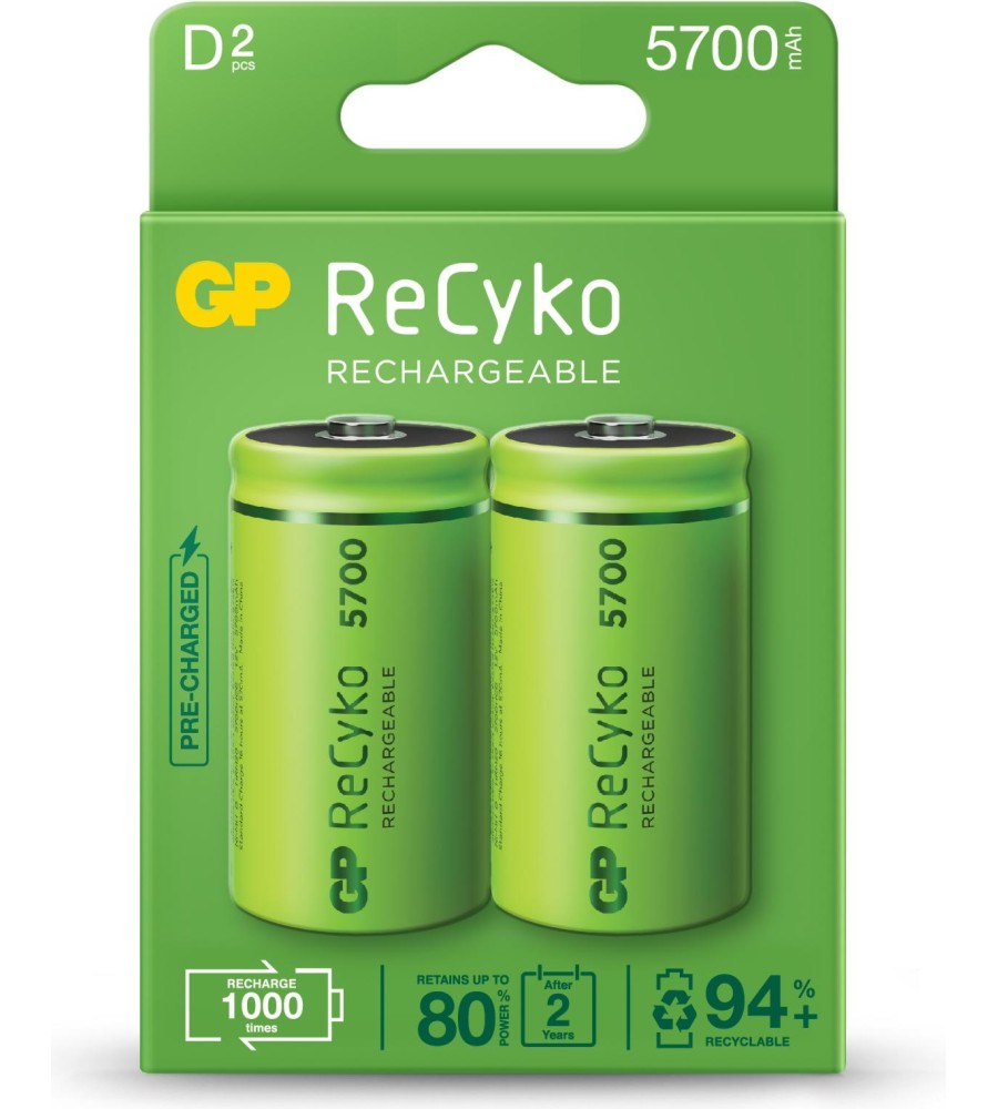 Акумулаторна батерия D Акумулаторна батерия D - Ni-MH (R20) 5700 mAh - 2 броя от серията ReCyko - батерия