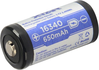  3.7V -  Li-Ion (CR-123) 650 mAh - 