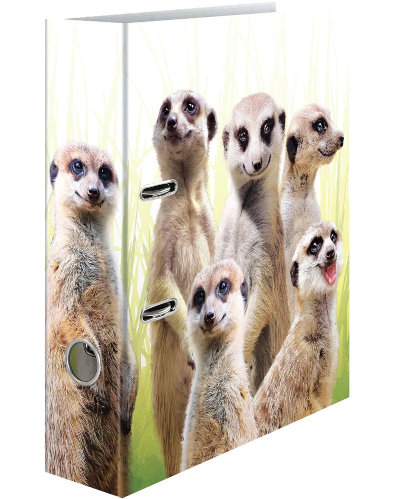 Класьор с 2 ринга HERMA - Сурикати Класьор с 2 ринга HERMA - Сурикати - За формат A4 и с широчина на гърба 7 cm от серията Animals -