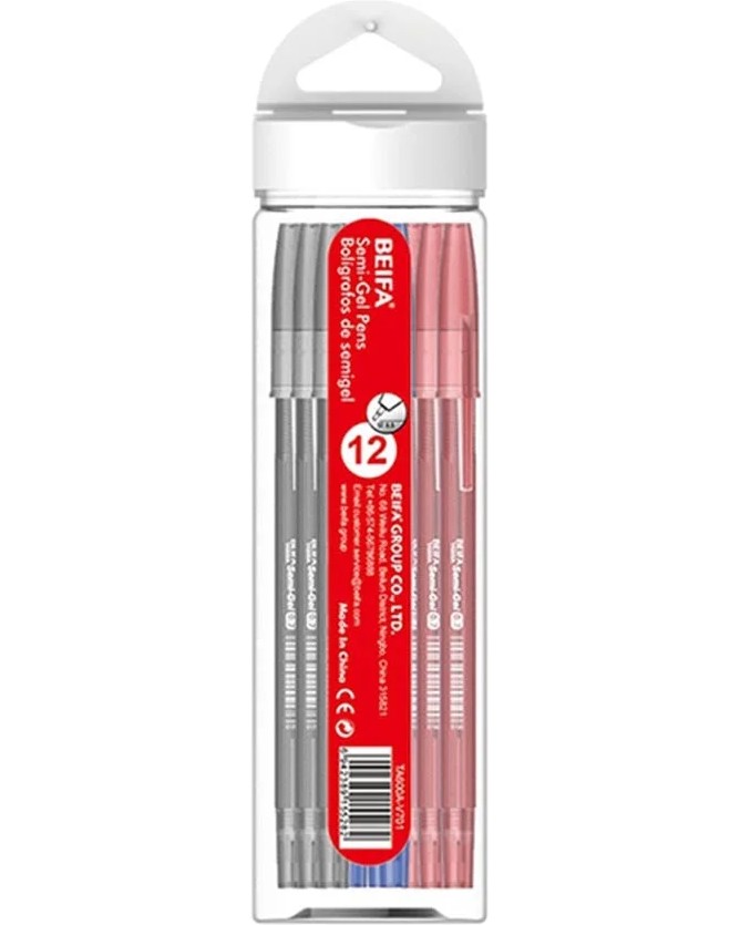 Цветни гел ролери Beifa TA600A-V701 0.7 mm Цветни гел ролери Beifa TA600A-V701 0.7 mm - 12 броя в 3 цвята -