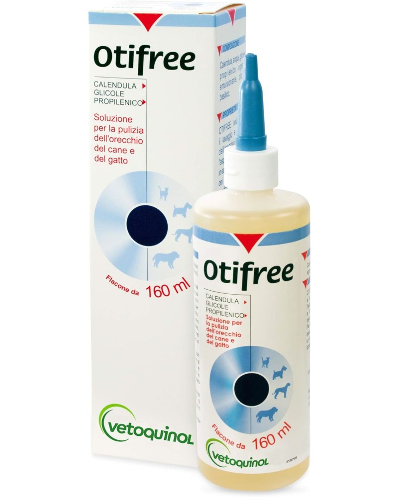 Почистващ лосион за уши за кучета и котки Vetoquinol Otifree Почистващ лосион за уши за кучета и котки Vetoquinol Otifree - 60 и 160 ml - продукт