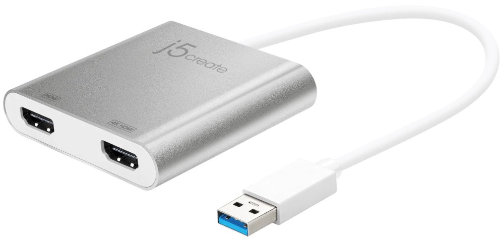 Адаптер USB-A male към 2 x HDMI female j5create Адаптер USB-A male към 2 x HDMI female j5create -