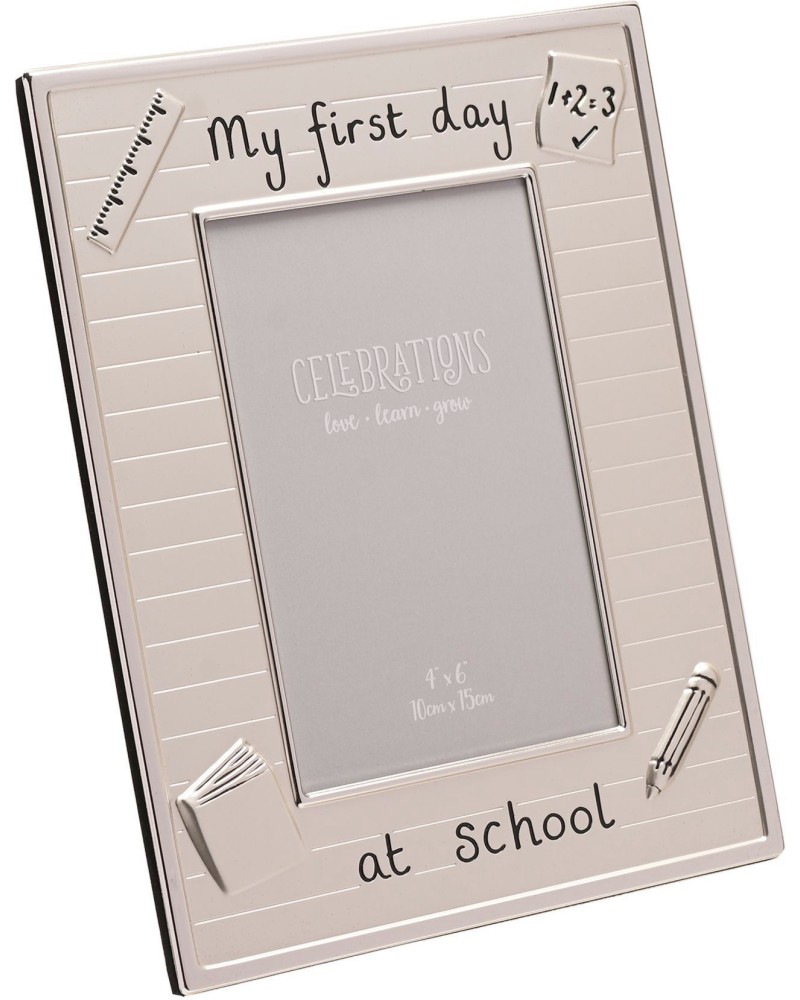 Посребрена рамка за снимка Widdop Bingham My First Day at School Посребрена рамка за снимка Widdop Bingham My First Day at School - 10 x 15 cm, от колекцията Celebrations - продукт